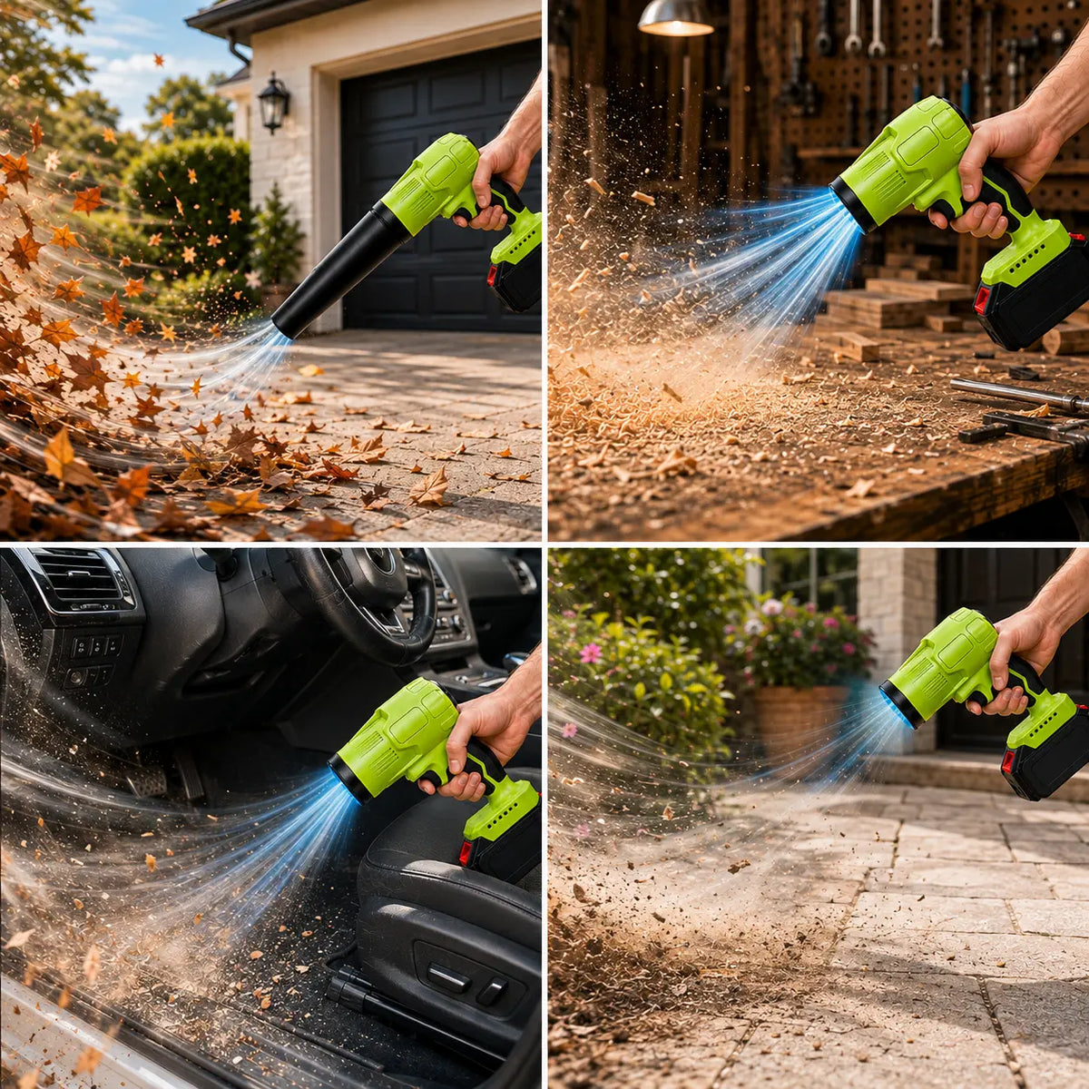 21V Cordless Turbo Jet Blower with Pure Copper Brushless Motor, Drying & Cleaning Power Tool for Car Wash, Garden Maintenance, Holiday Gift Option