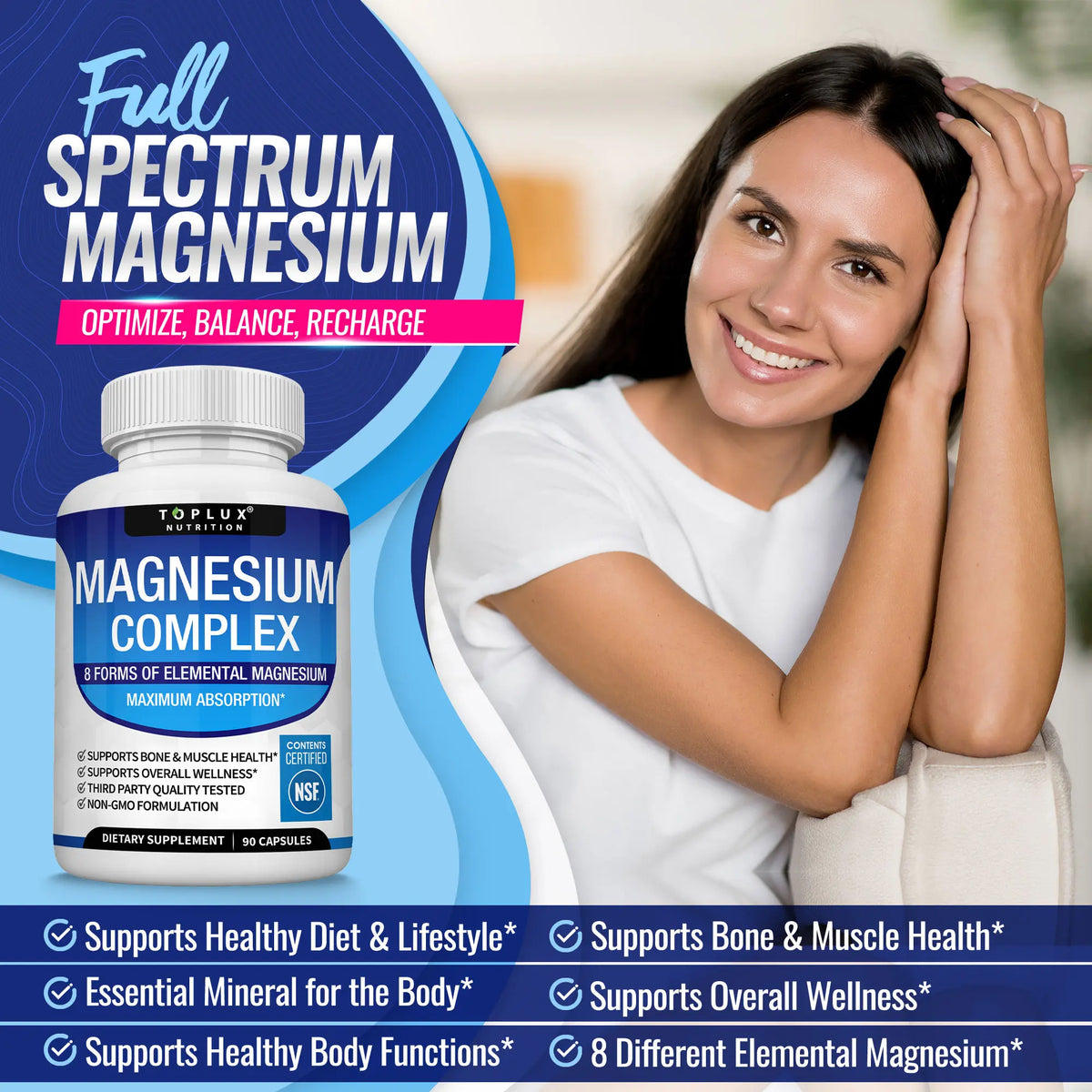 Toplux Magnesium Complex 8 Essential Magnesium Supplement