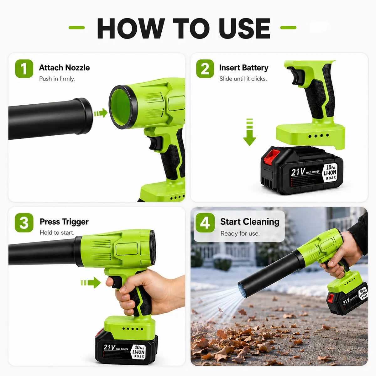 21V Cordless Turbo Jet Blower with Pure Copper Brushless Motor, Drying & Cleaning Power Tool for Car Wash, Garden Maintenance, Holiday Gift Option