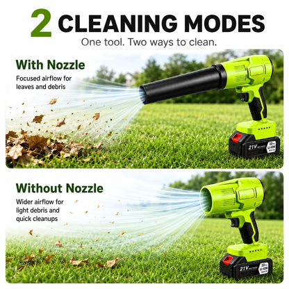 21V Cordless Turbo Jet Blower with Pure Copper Brushless Motor, Drying & Cleaning Power Tool for Car Wash, Garden Maintenance, Holiday Gift Option