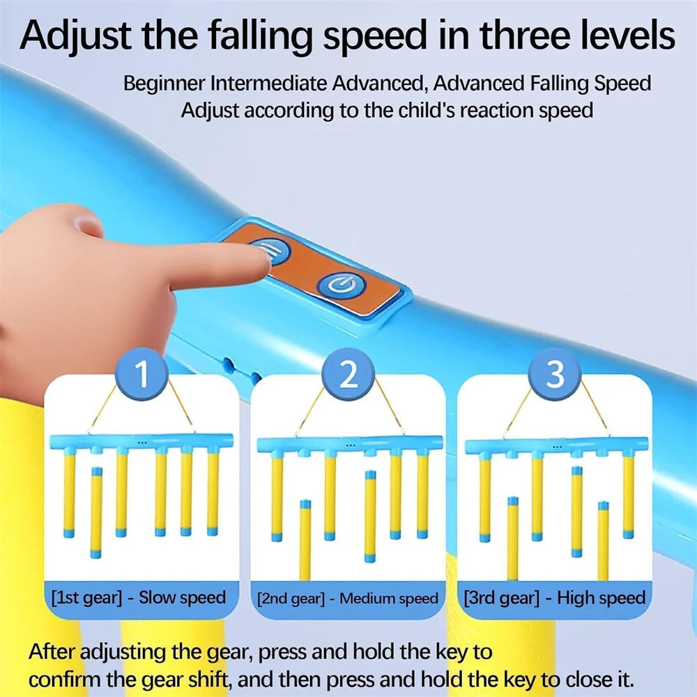 Reflex Drop Sticks Challenge Game for Hand-Eye Coordination and Reaction Training - Adjustable Speed Catching Stick for All Ages