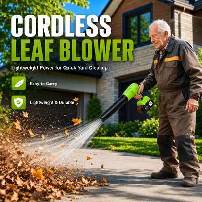 21V Cordless Turbo Jet Blower with Pure Copper Brushless Motor, Drying & Cleaning Power Tool for Car Wash, Garden Maintenance, Holiday Gift Option