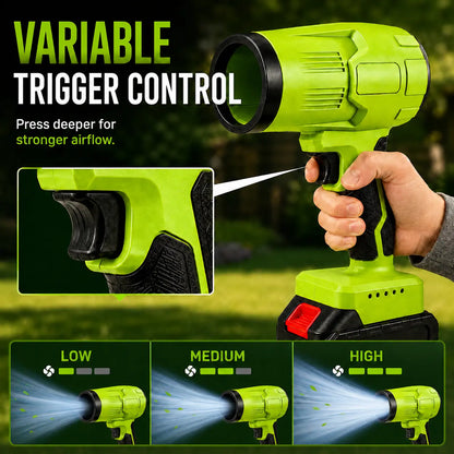 21V Cordless Turbo Jet Blower with Pure Copper Brushless Motor, Drying & Cleaning Power Tool for Car Wash, Garden Maintenance, Holiday Gift Option
