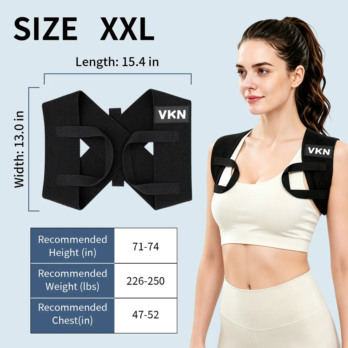 VKN Shoulder Straps - Posture Support Straps for Men & Women – Elastic Back Support, Straight Back Support, Use at Home or in Office (S-XXL)