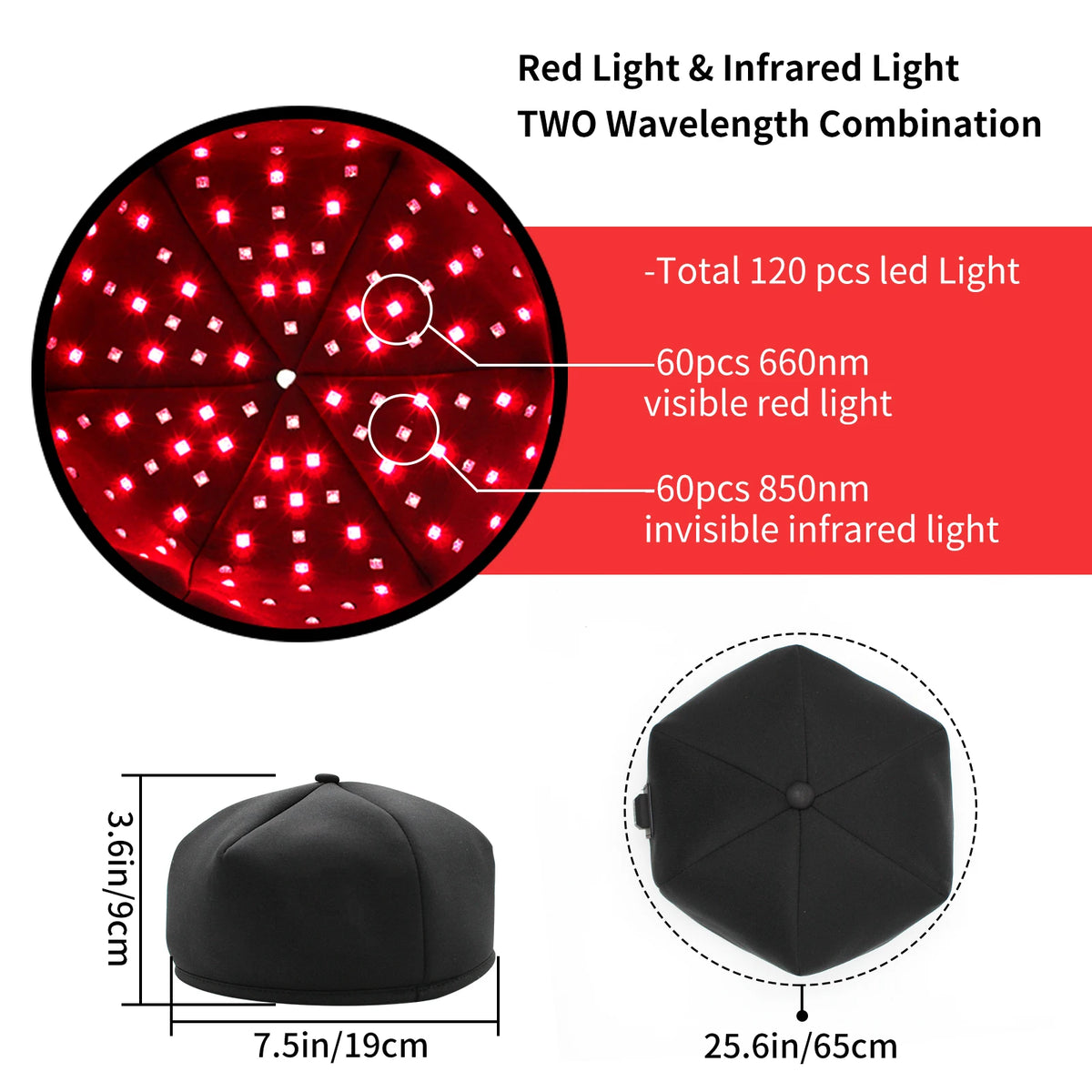 Red Light and Near Infrared Therapy Cap for Hair Growth - Pigarlic Natural Device